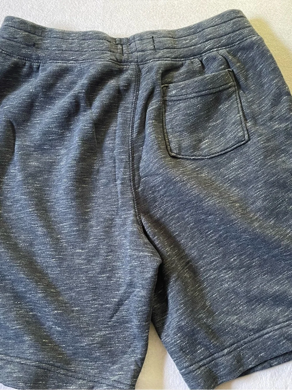 Hollister Men's Heather Navy Drawstring Logo Shorts